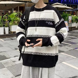 Threebooy Y2k Vintage Sweater Men Winter Simple Loose Knitted Sweater Japanese Harajuku Hip Hop Streetwear Women Knitwear Pullovers