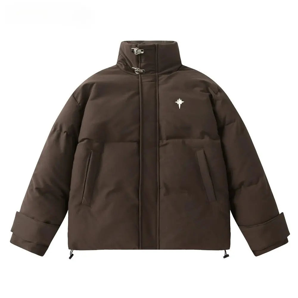 Threebooy American Retro Texture Parkas Matte Stand Collar Bread Jacket Cotton Coat Korean Winter New Women Loose Padded Jacket
