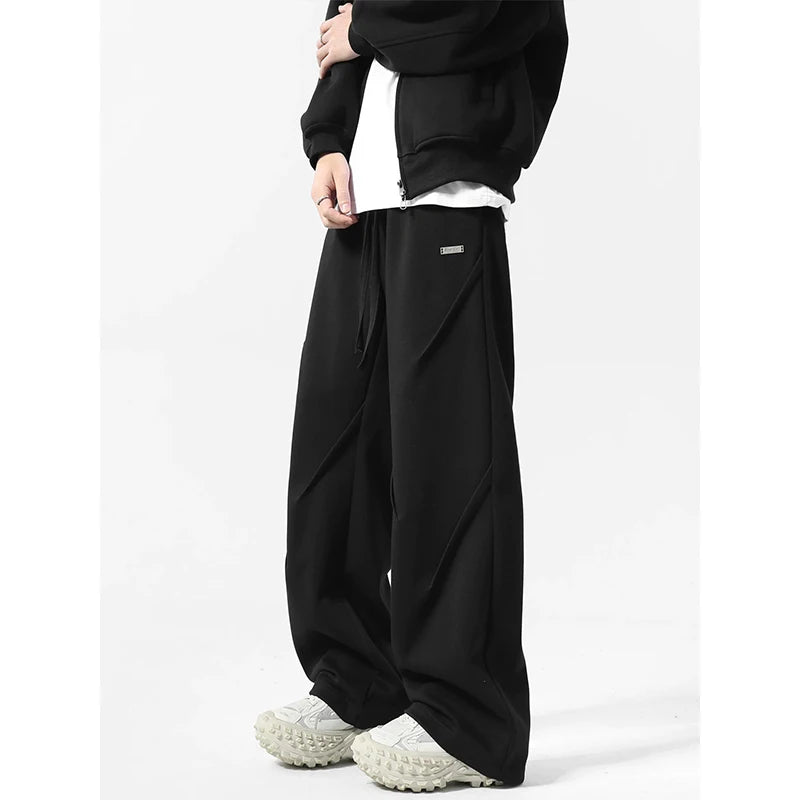 Threebooy Autumn Black Casual Pants Men Fashion Gray Wide Leg Pants Men Sweatpants Streetwear Loose Sports Pants Mens Joggers Trousers