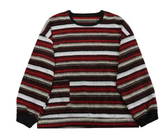 Threebooy Knitted Sweaters Women Oversized V Neck Striped Pullover Vintage Sweater Autumn Winter Retro Warm Jumper Harajuku Loose Sweater
