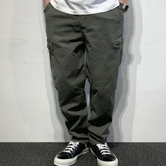 Threebooy Spring and Autumn Loose Solid Color Men's Cargo Pants Luxury Fashion Street Techwear New in Cheap High Quality Male Trousers