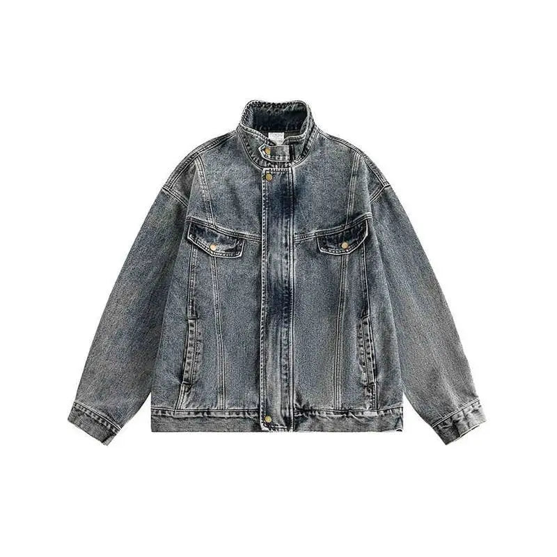 Threebooy  Vintage American Denim Jacket Men Women Autumn Winter New Loose Korean Style Trendy Fashion Tops High-end Niche Jacket Urban