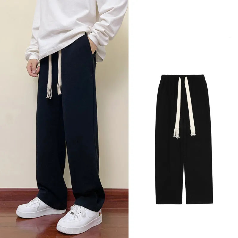 Threebooy Men's Loose Straight Pants Elastic Waist Fashion Trend Casual Pants Hip Hop Joggers Sweatpants Homme 5 Color Trousers M-4XL