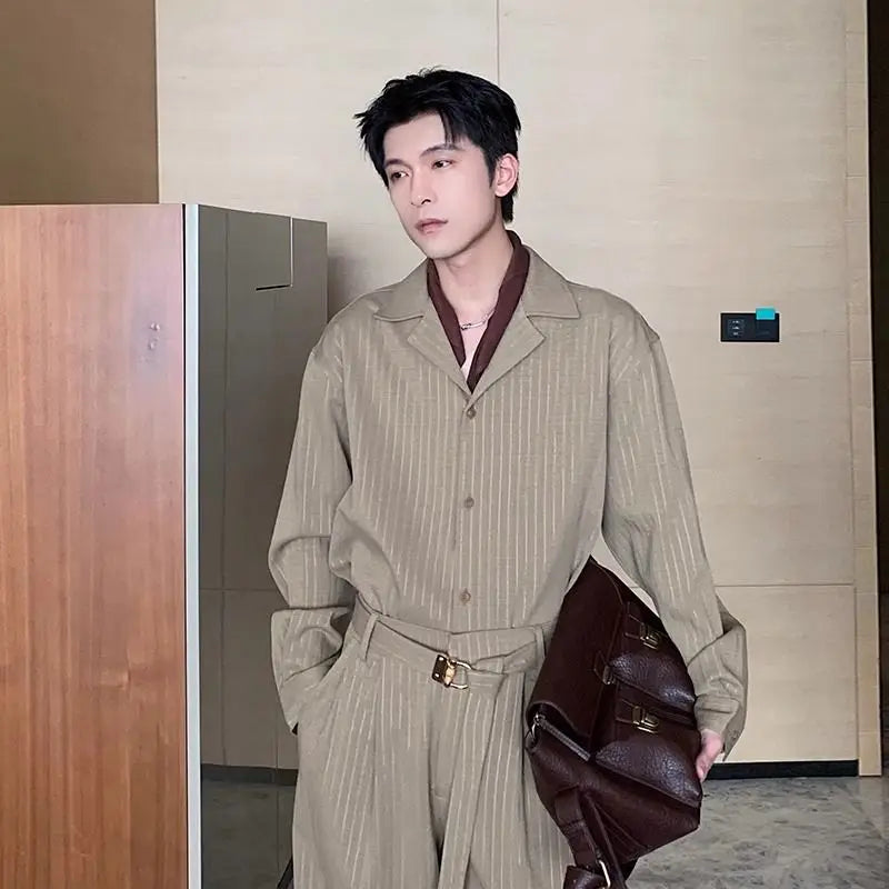 Threebooy Men's Large-size Casual Suit Spring Summer High-end Shirt Tracksuit Men Women's Casual Sports Cleanfit Korean 2pcs Set