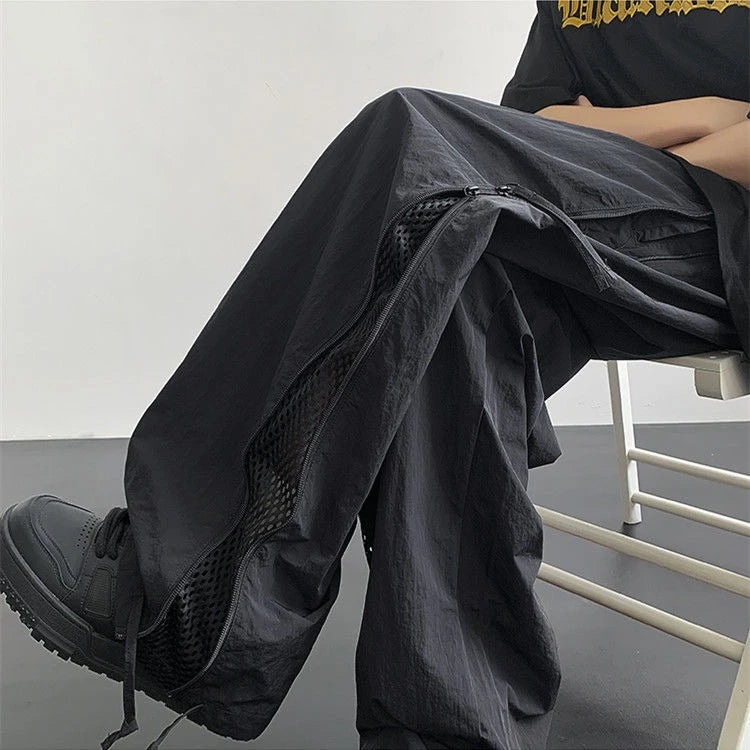 Threebooy Spring Summer Zipper Breathable Loose Trousers Man Fashion Casual Luxury Baggy Designer Techwear Emo Cheap Cargo Pants for Men
