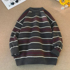 Threebooy Brand Winter Sweater Man 2025 Autumn Winter Loose O Neck Color Blocking O Neck Pullover Fashion Man Korean Clothes