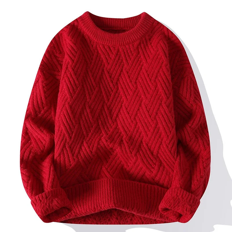 Threebooy  Autumn Winter New Men Thickened Knit Sweater Warm Coat O Neck Sweaters Pullover Jumpers Top Teenager Student Knitted Sweatshirts