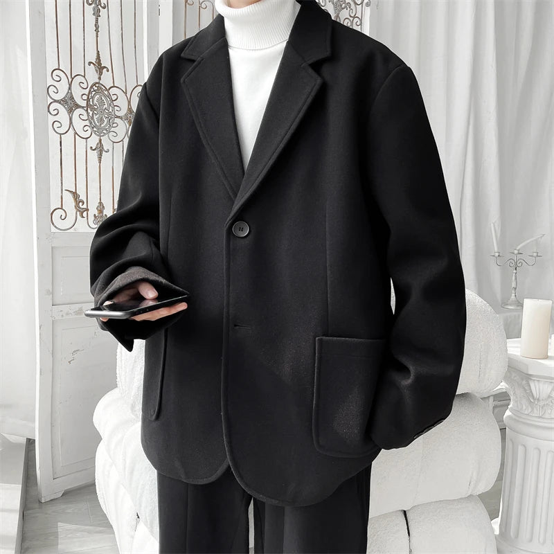 Threebooy Woolen Coat for Man Winter Coats Man Wool and Mix Mens Overcoat High Quality Elegant Men Jackets New Black Men's Clothing