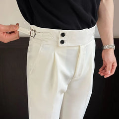 Threebooy  Men's High-waisted Trousers Autumn Winter New Style Trousers Casual Pants Fashionable Handsome Slim Straight Suit Pants