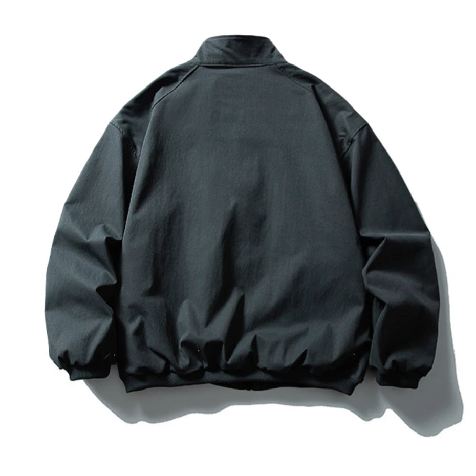 Threebooy Vintage Embroidery Cargo Jacket Mens Streetwear Punk Y2k Casual Coats Oversized Harajuku Loose Large Pockets Zip Up Jackets Male