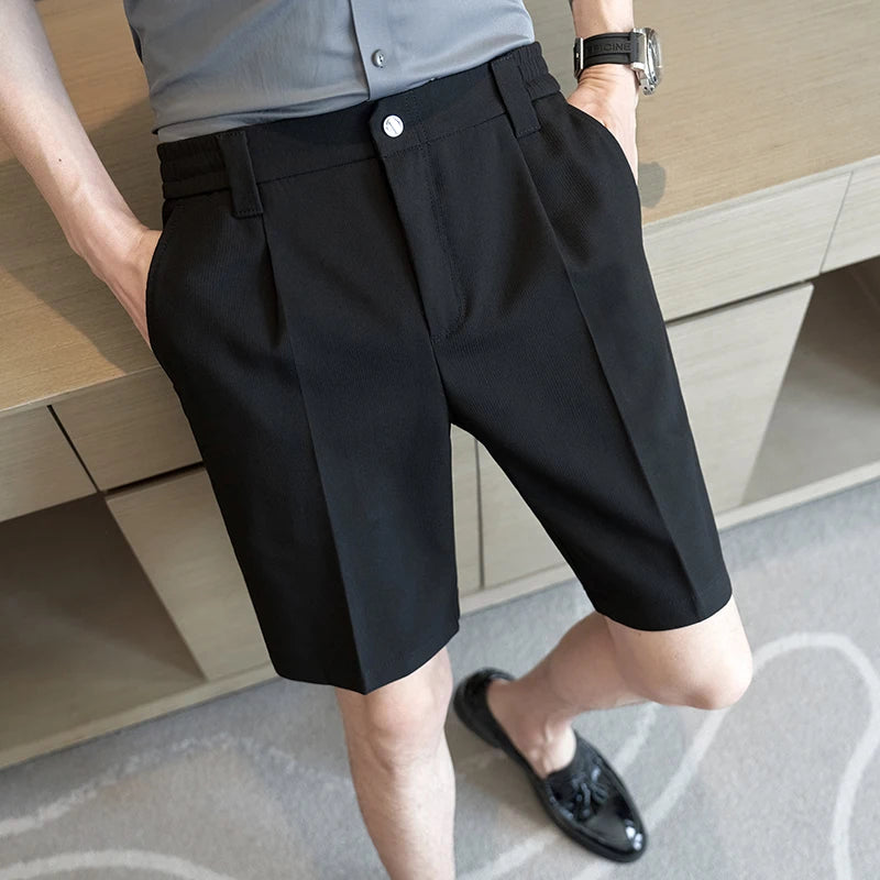 Threebooy British Style Summer Thin Shorts New Men's Naples Business Casual Short Pants Fashion Slim Fit Formal Suits Shorts Homme 28-36