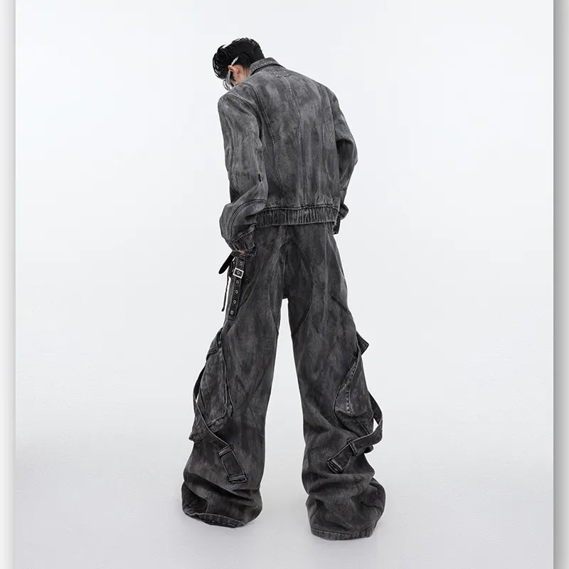 Threebooy Men's Signature Baggy Gray Denim 2-Piece Set