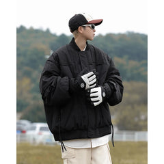 Threebooy Japanese Baseball Collar Padded Jacket Men Women Winter Cityboy Basic Warm Cotton Jacket Thickened Casual Bread Coat Preppy Wear