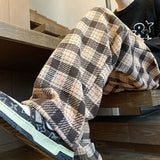 Threebooy Green Plaid Pants Men Harajuku Winter Wide Leg Checked Trousers Male Oversize Big Size Casual Sweatpants Streetwear 8XL