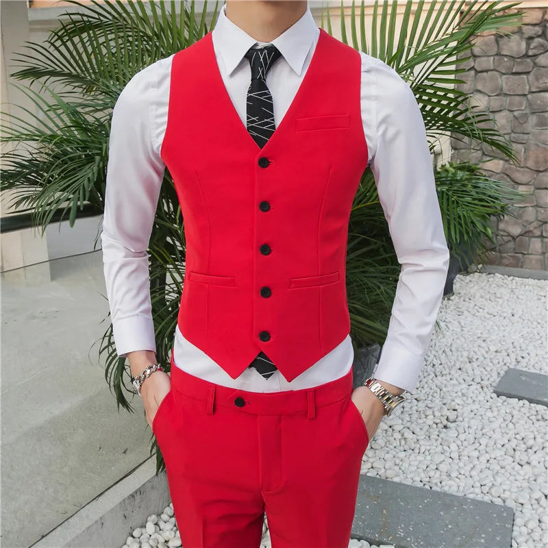 Threebooy Men spring high quality Business suit Vest/Male slim fit fashion office dress Blazers Vest 4XL-M