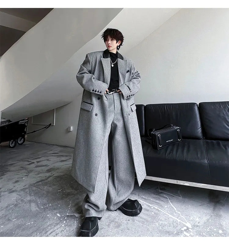 Threebooy Men's Luxurious Oversized Coat & Trousers 2-Piece Set