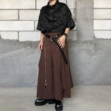 Threebooy Mens Chinese Style Retro Irregular Layered Culottes Essential Genderless Fashion Trend Double Layer Loose Wide Leg Pants Unisex