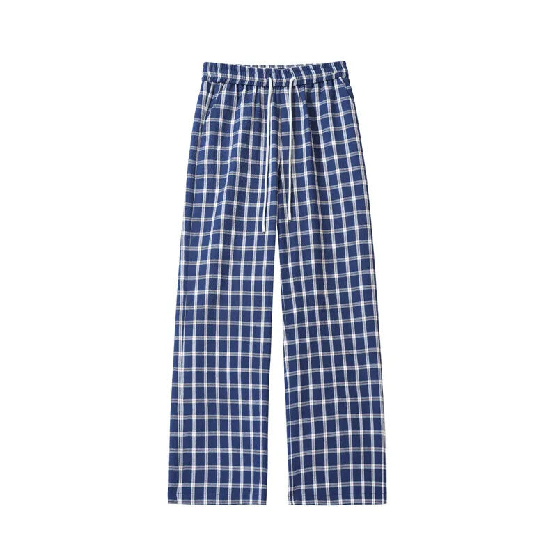 Threebooy  Summer Casual Pants Men Oversized Retro Plaid Pants Men Streetwear Hip-hop Loose Wide Leg Pants Mens Trousers Large Size 5XL