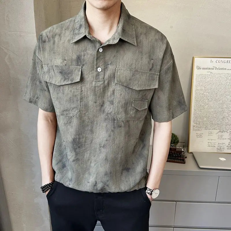 Threebooy 2025 High-end New Short-sleeved Men's Shirt Summer Fashion Trendy Brand Half-sleeved Thin Loose Casual Trend