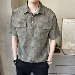 Threebooy 2025 High-end New Short-sleeved Men's Shirt Summer Fashion Trendy Brand Half-sleeved Thin Loose Casual Trend