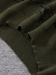 Threebooy  New Popular Autumn and Winter Abstract Eye Jacquard Pattern Pullover Sweater Casual Round Neck Knitted Men's Pullover