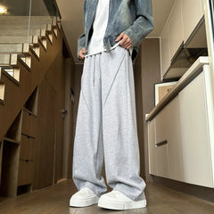 Threebooy  Black Casual Pants Men Fashion Oversized Wide Leg Pants Men Sweatpants Streetwear Loose Straight Joggers Pants Mens Trousers