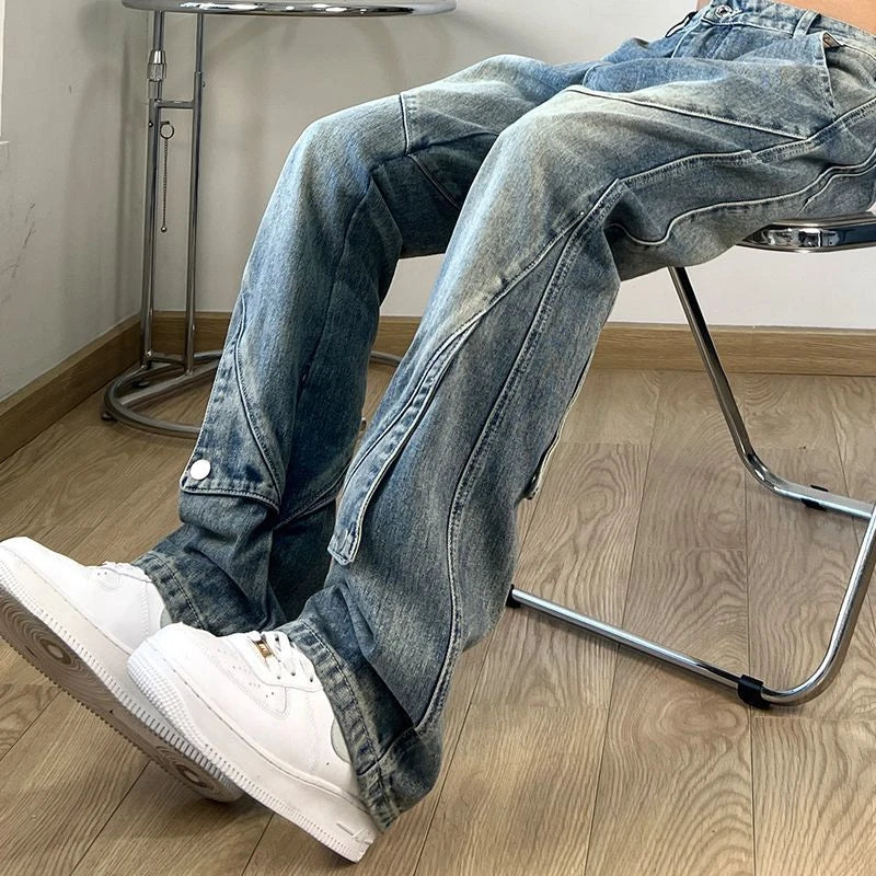 Threebooy Trousers Light Blue Flared Male Cowboy Pants Straight Jeans for Men Bootcut Harajuku New in High Quality Designer  Fashion