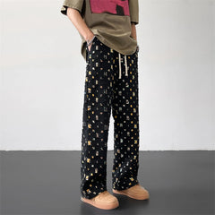 Threebooy  Cotton Casual Pants Men Fashion Retro Colored Plaid Pants Men Streetwear Hip-hop Loose Hollow Out Pants Mens Hole Trousers M-3XL