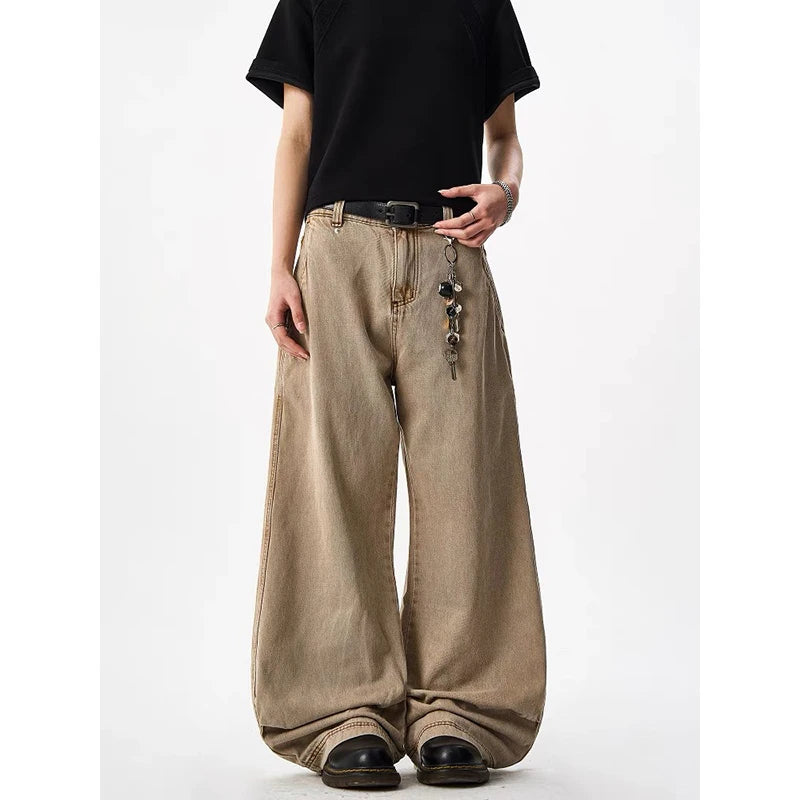 Threebooy Men's Blue Y2k Baggy Jeans Harajuku Aesthetic Japanese 2000s Style Oversize Denim Trousers Vintage Jean Pants Trashy Clothes