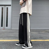 Threebooy Man Sports Pants Thin Trousers Striped Straight Summer Xxxl Loose Sport Korean Popular Clothes Y2k Baggy Gym Sweatpants for Men