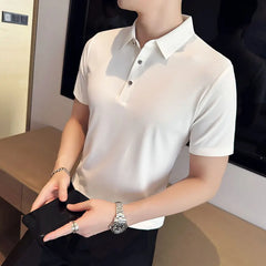 Threebooy Men's Summer Lapel POLO Shirt Short Sleeve Tops Men Business Casual Youth Tops Korean Fashion Clothing Polo Shirt Men 4XL