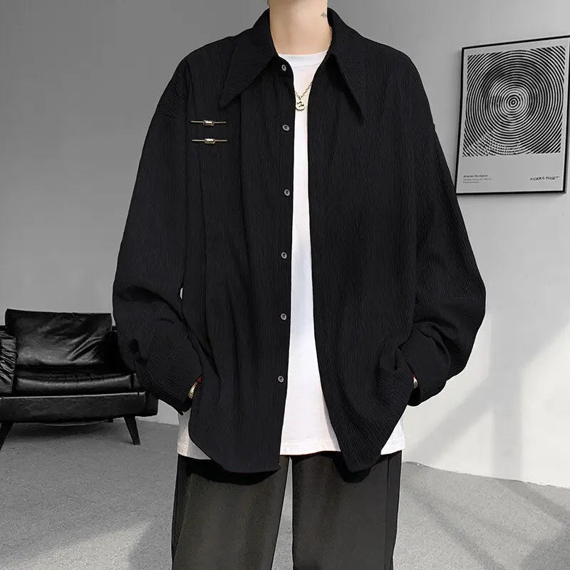 Threebooy  Spring New Simple Solid Color Design and Temperament Men's Shirt Fashionable Casual Shirt