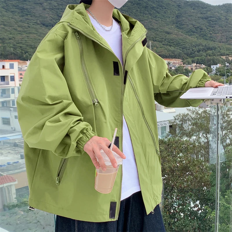 Threebooy Hooded Jackets Loose Fitting Men's Clothing  Korean Style Clothes Outerwear Man Hoodie Spring Popular Coats Models 2024
