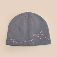 Threebooy  Korean Star Letters Embroidery Knitted Hats PNew Men Women ersonal Warm Sweet Cool Fashion Simple Versatile ins Casual Beanies