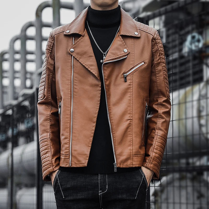 Threebooy New Men's Autumn and Winter Men High Quality Fashion Coat Leather Jacket Motorcycle Style Male Business Casual Jackets Men 3XL