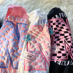 Threebooy American Trendy Sweet Cool Hot Girl Couple Outfits Loose Versatile Lazy Retro Cotton Short-sleeved T-shirt Men Women Aesthetic