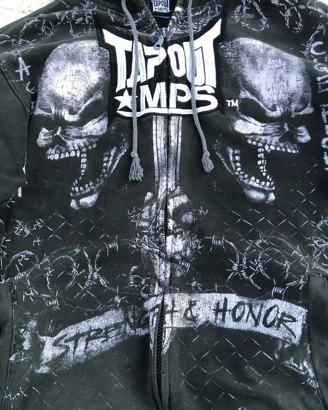 Threebooy Oversized Black Hoodies Sweatshirt Clothes Tapout Zip Hoodie Mens Womens Y2K Gothic Retro Graphic Letter Tops Streetwear