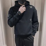 Threebooy Sweatshirt for Man Hooded Black Male Clothes Hoodies Star Sweat Shirt Emo Korean Style One Piece Novelty and Warm Loose