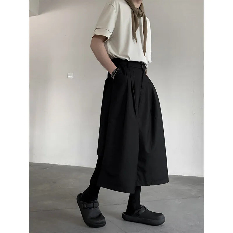 Threebooy  Summer Wide Leg Cropped Pants Comfy Culottes Street Fashion Trendy Loose Fit Casual Trousers Breathable Oversized Style