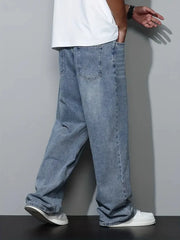 Threebooy  Men's Baggy Jeans Relaxed Fit Loose Straight Leg Trousers for Casual Streetwear Daily Oversized Denim Pants