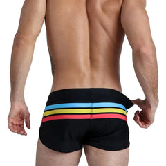 Threebooy  Mens Swimsuit Swim Trunks Strip Swimwear Surf Beach Shorts Quick Dry Brief Boxer Bathing Suits Beachwear Boardshort Underwear