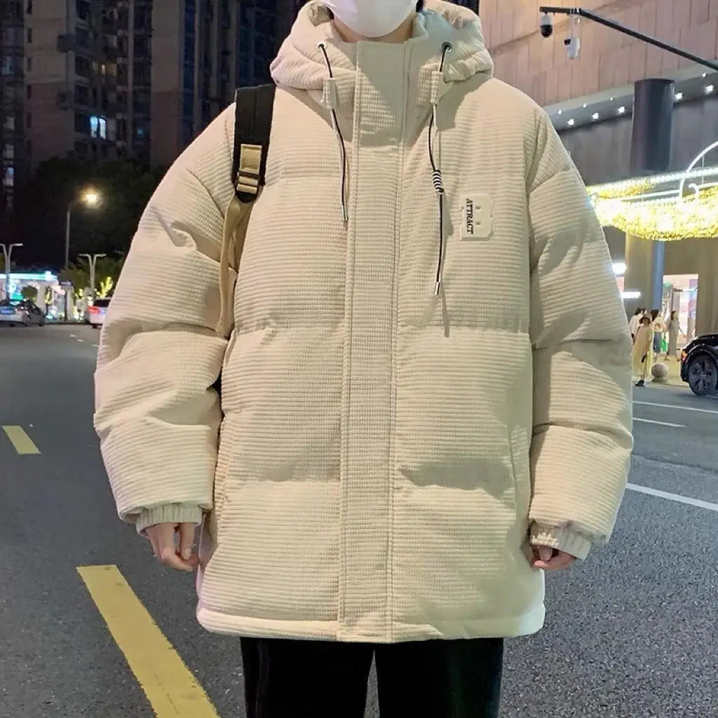 Threebooy autumn and winter street fashion corduroy thick jacket for men and women couple personalized loose retro casual Harajuku