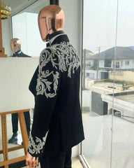 Threebooy  Luxury Men's Suit 2 Pieces Jacket Pants Shawl Lapel Applique Crystal Formal Occasion Wedding Banquet Party