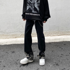 Threebooy Jeans With Print Gothic Printing Hip Hop Streetwear Vintage Denim Trousers Man Pants Men Baggy Trendyol Straight Leg Y2k