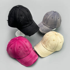 Threebooy  Korean Retro Broken Style Baseball Hat New Men Women Gradient Sunshade Distress Breathable Street Versatile Fashion Snapback Cap