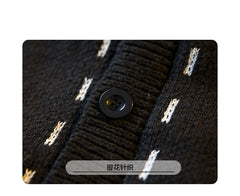 Threebooy Vintage Preppy Sweater High-end Light Mature Style V-neck Cardigan Men Winter New High-end Handsome Pullover Men's Jacket Urban