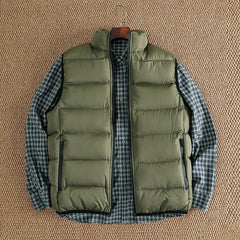 Threebooy  Down Padded Vest for Men Slim Fit Stand Collar Sleeveless Puffer Jackets Autumn Winter Casual Waistcoat Outwear Men's Warm Coat