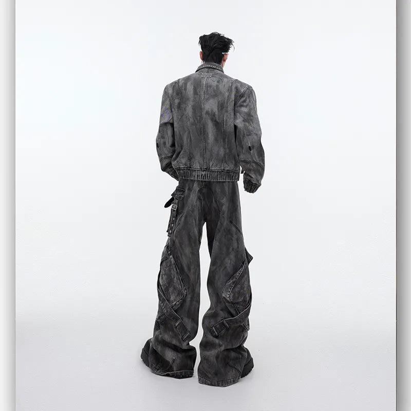 Threebooy Men's Signature Baggy Gray Denim 2-Piece Set