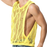 Threebooy Mens Fitness Vest Sleeveless Nightclub Sexy Mesh Transparent Hollow Vest Casual See-Through Fishnet Muscle T-Shirt Vest