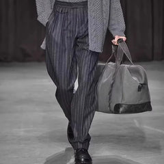 Threebooy  Straight Striped Loose Pants Trousers Fashionable Tweed Business Casual Men Autumn Winter